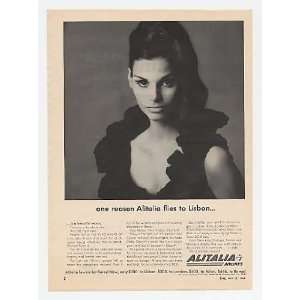  1964 Alitalia Airlines Flies to Lisbon Pretty Lady Print 