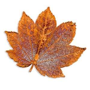  Iridescent Copper Dipped Full Moon Maple Leaf Pin: Jewelry
