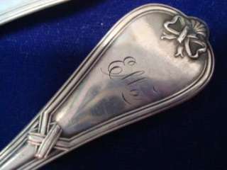 Pr Coin Silver Dessert Spoons Fancy Bow pattern Wendt?  