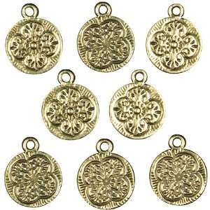   Nile Metal Charms 15mm Round Stamped Gold 8/Pkg Arts, Crafts & Sewing