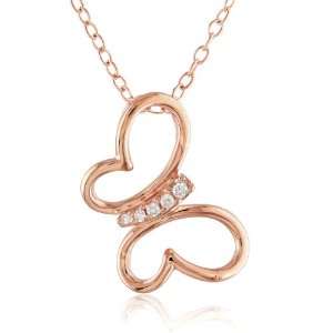  Pink Silver 0.03 CT TDW Diamond Fashion Pendant With Chain 
