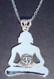 Silver Buddha & Om Yoga Buddah Pendant Necklace Jewelry  