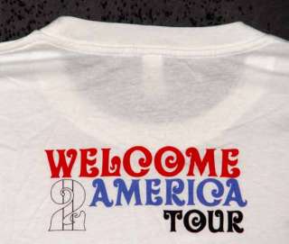   UNWASHED 2011 PRINCE WELCOME 2 AMERICA TOUR WHITE T SHIRT SIZE LARGE