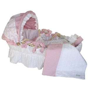  White Eyelet and Pink Gingham Moses Basket: Home & Kitchen