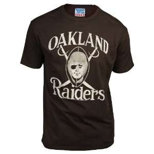 Oakland Raiders Mens Retro Vintage T Shirt (Black, Small):  