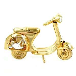 MOTOR SCOOTER, CRYSTAL ELEMENTS, GOLD PLATED, NEW 