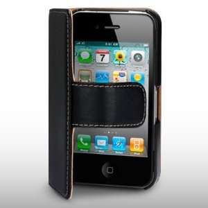  IPHONE 4 BLACK SOFT LEATHER WALLET CASE BY CELLAPOD CASES 