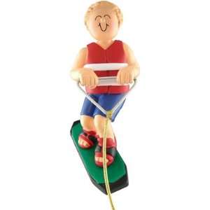  Male Blonde Wakeboarder Christmas Ornament: Sports 