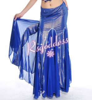 belly dance Costume fishtail skirt Dress Silver edge  