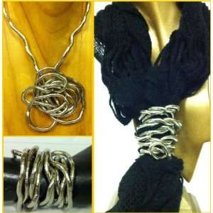   Jewelry Necklace Bracelet Scarf Holder Shape Design Twist Bendy Silver
