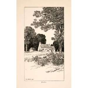   Tree House Landscape   Original In Text Wood Engraving