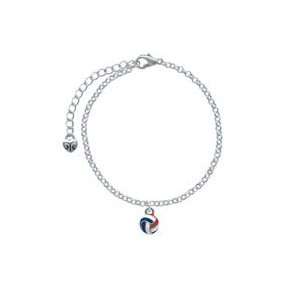 Mini Red, White & Blue Volleyball or Water Polo Ball   Silver Plated 