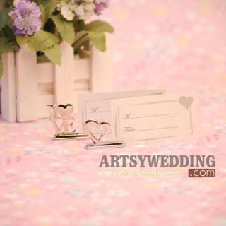 100x Silver LOVE Wedding Place Card Holders Favors  