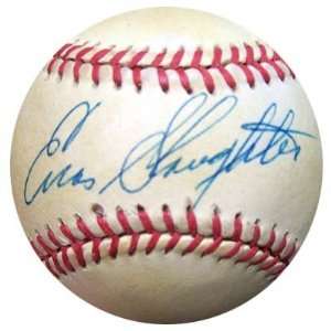  Enos Slaughter Autographed Ball   NL Feeney PSA DNA 
