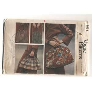  Vintage Vogue Handbag, Tote Bag Sewing Pattern # 8833 