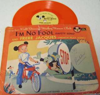 Walt Disney Mickey Mouse Club 78 rpm Red Vinyl Record  