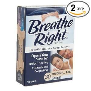 Breathe Right Nasal Strips, Large,tan, 30 count Boxes (Pack of 2)