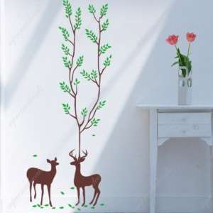 Two deer removable vinyl art wall decals home murals  