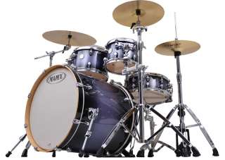   MERIDIAN MAPLE 5 PIECE SHELL PACK DRUM SET IN A MIDNIGHT STEEL FINISH