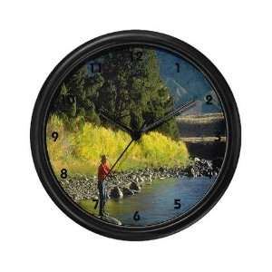  fly fishing the river Fishing Wall Clock by CafePress 