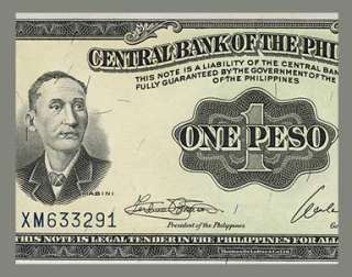 PESO Banknote PHILIPPINES 1949 MABINI Portrait   UNC  