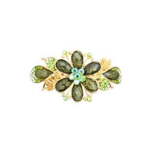   Gorgeous Crystal Encrusted Green Floral Vintage Style Hair Barrette