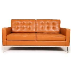   Florence Knoll Style Loveseat, Caramel Aniline Leather: Home & Kitchen