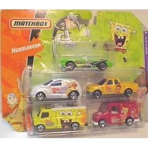   Squarepants and Jimmy Neutron 5 Car Set Yellow Bus Toys & Games