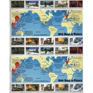WWll Events Road to Victory Sheet of 20 x 29 cent US Postage Stamp 
