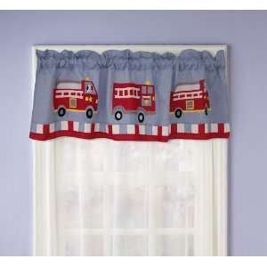  New   Cotton Fire Truck Valance by Pem America