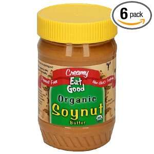 Eatgood Organic Soy Nut Butter, Creamy, 15 Ounce Jars (Pack of 6 