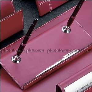  Red Leather Double Pen Stand: Home & Kitchen