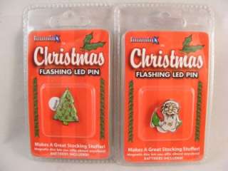 Christmas Flashing LED Light Up Blinking Magnetic Pin Tree or Santa 