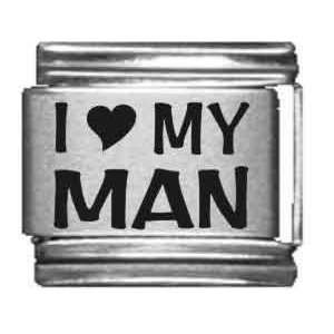  I Heart my Man Laser Etched Italian Charm: Jewelry