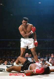 Hand Painted Painting Muhammad Ali over Sonny Liston  
