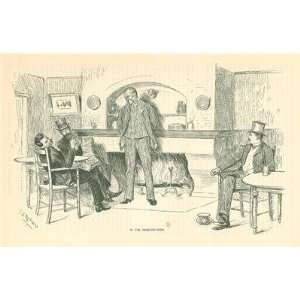  1886 Print Men In Smoking Room of Club 