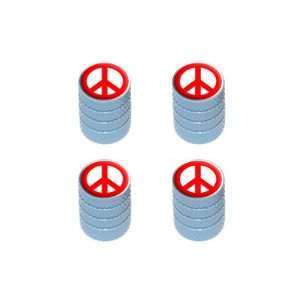    Peace Sign Red   Tire Rim Valve Stem Caps   Light Blue Automotive