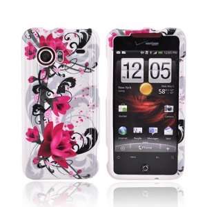  For HTC Droid Incredible Hard Case Flowers PINK GRAY 