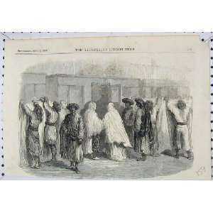  1856 Scene Arab Men Train Station Covers Antique Print 