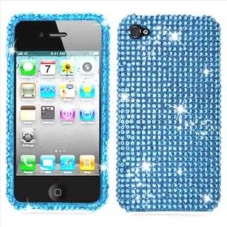   iPHONE 4 4S Full Diamond Case Blue Crystal Bling Cell Phone Cover