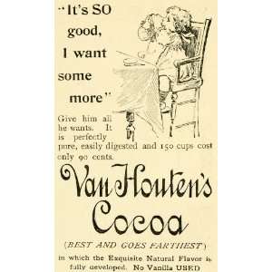  1893 Ad Van Houtens Cocoa Powder Child Drinking Hot 