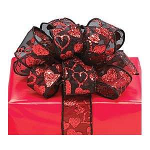   RED GLITTER HEARTS VALENTINES DAY RIBBON Arts, Crafts & Sewing