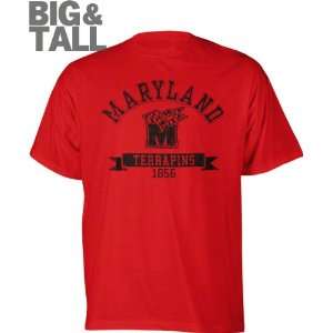  Maryland Terrapins Red Distressed Logo Big & Tall T Shirt 