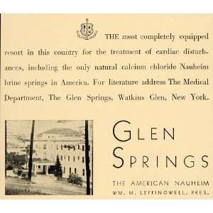  1930 Ad Glen Springs Hotel Watkins Glen NY Vacation Resort 