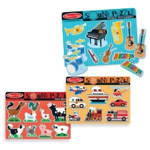  Set of 3 Sound Puzzles: Farm, Vehicle & Instruments: Toys 