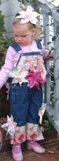 DDBD Boutique Custom SHABBY CHIC FLOWER Overalls Pageant Photo Prop 