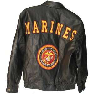  Leather Bomber Style Jacket with Marine Name and Decals 