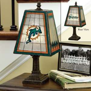  Miami Dolphins Art Glass Table Lamp Memorabilia.: Sports 