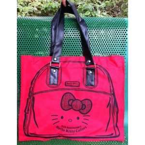  Hello Kitty Red with Black fake print Shopping Handbag Bag 