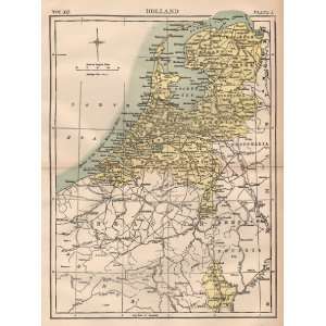  1884 Antique Map of Holland from Encyclopedia Britannica 